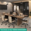 Mesa Modulo Central Modular Escritorio Tampo Tamburato 83x110 cm Nogal Preto Artany