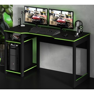 Mesa Para Computador Gamer ME4152 Preto Verde Tecno Mobili