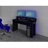 Mesa Para Computador Gamer ME4153 Preto Azul Tecno Mobili