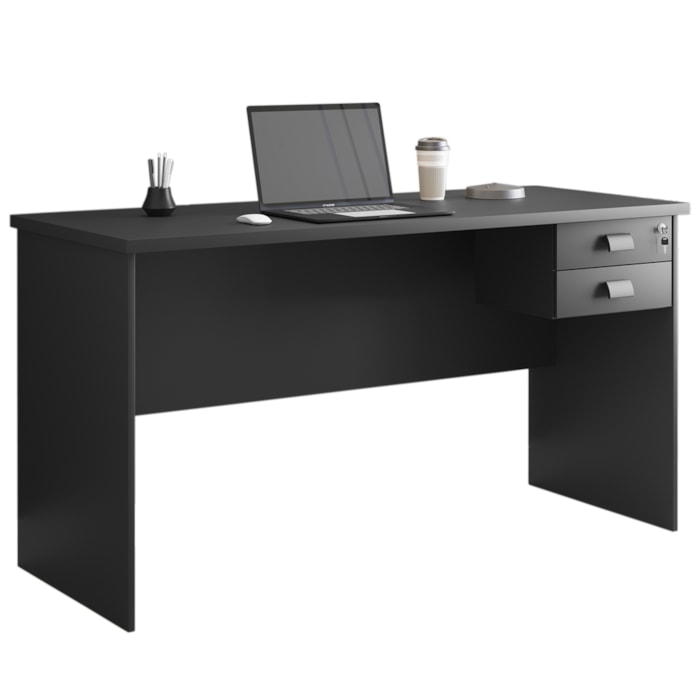 Mesa Para Escritorio 150x74 2 Gavetas 127073 Preto Mobel