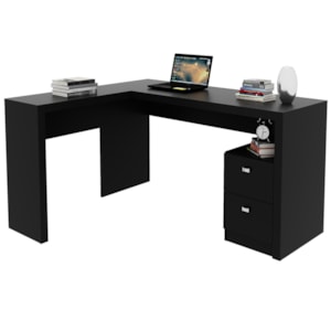 Mesa Para Escritorio De Canto ME4129 Preto Tecno Mobili