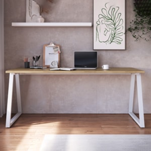Mesa Para Escritorio Office 160 cm 25861 Nogal Sevilha Branco Artesano
