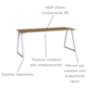 Mesa Para Escritorio Office 160 cm 25861 Nogal Sevilha Branco Artesano
