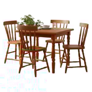 Mesa Quadrada 80X80 04 Cadeiras Madeira Macica Pes Torneados Mell Brilho Marjori