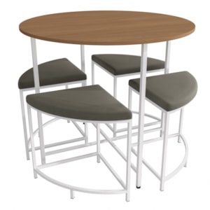 Mesa Redonda 4 Bancos 90X76 cm LI038 Canela Branco KPB Mesa Redonda 4 Bancos 90X76 cm LI038 Canela Branco KPB