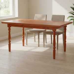 Mesa Retangular 06 Lugares Pes Torneados 160X80 cm 102LB Mell Brilho Marjori