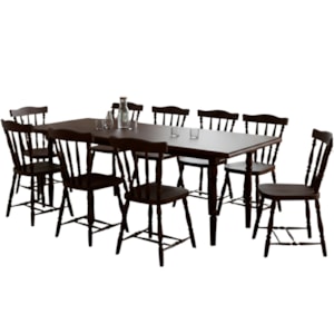 Mesa Retangular 250X90 10 Cadeiras Madeira Macica Pes Torneados Castanho Acetinado Marjori