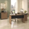 Mesas Escritorio Modular Com Conexao E Balcao 2 Portas Y37 Nogal Preto Artany