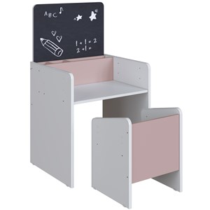 Mesinha Com Lousa E Cadeira LPT001 Branco Rosa Comm