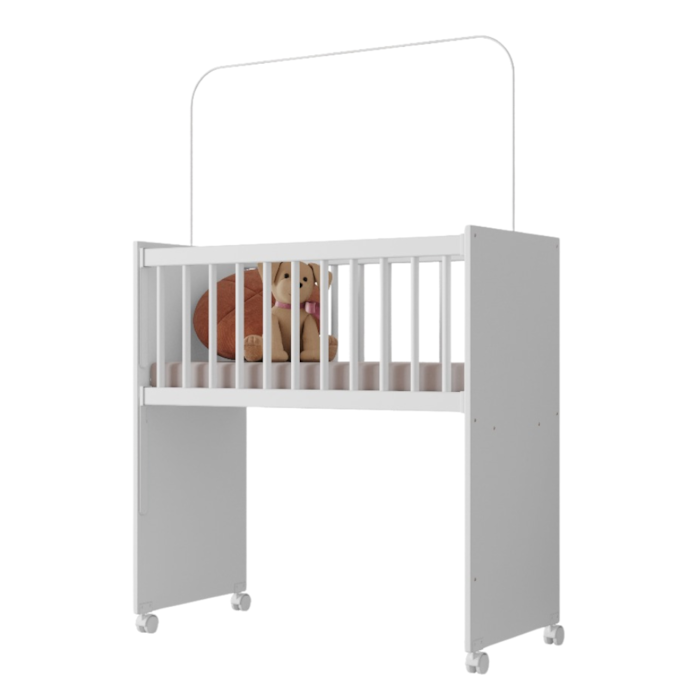 Mini Berço Grade Fixa Rodizios Encanto Branco VDECOR