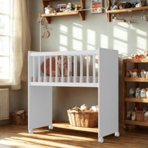 Mini Berço Grade Fixa Rodizios Encanto Branco VDECOR