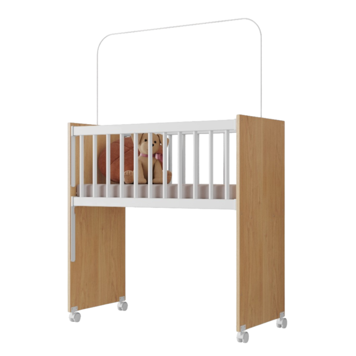 Mini Berço Grade Fixa Rodizios Encanto Nature Branco VDECOR