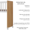 Mini Berço Grade Fixa Rodizios Encanto Nature Branco VDECOR