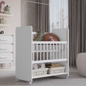 Mini Berço Grade Movel 89 cm Outside Branco Mobbs