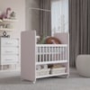 Mini Berço Grade Movel 89 cm Outside Branco Rosa Mobbs