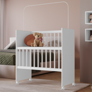 Mini Berço Grade Movel Rodizios Encanto Branco VDECOR
