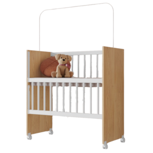 Mini Berço Grade Movel Rodizios Encanto Nature Branco VDECOR