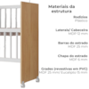 Mini Berço Grade Movel Rodizios Encanto Nature Branco VDECOR