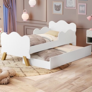Mini Cama Angel Com Cama Auxiliar 156X80 cm MDF Branco Decmade