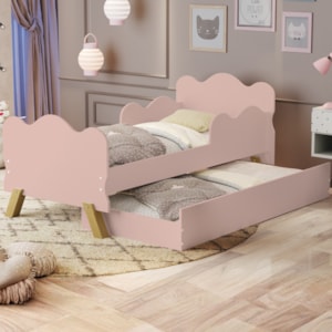Mini Cama Angel Com Cama Auxiliar 156X80 cm MDF Rose Decmade