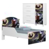 Mini Cama Infantil 153x79 e Comoda 4 Gavetas 1 Porta MDF Livia Aranha Decmade
