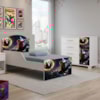 Mini Cama Infantil 153x79 e Comoda 4 Gavetas 1 Porta MDF Livia Aranha Decmade