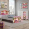 Mini Cama Infantil 153x79 e Comoda 4 Gavetas 1 Porta MDF Livia Carruagem Decmade
