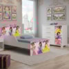 Mini Cama Infantil 153x79 e Comoda 4 Gavetas 1 Porta MDF Livia Princesas Decmade