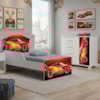 Mini Cama Infantil 153x79 e Comoda 4 Gavetas 1 Porta MDF Livia Vermelho Decmade