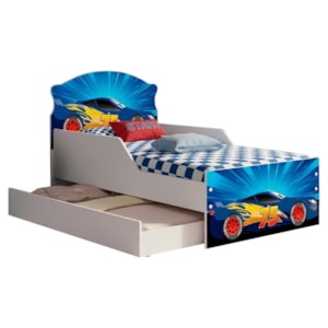 Mini Cama Livia Com Cama Auxiliar MDF 153X79 cm Azul Decmade