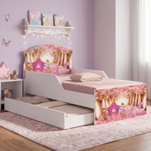 Mini Cama Livia Com Cama Auxiliar MDF 153X79 cm Carruagem Decmade