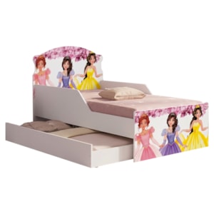 Mini Cama Livia Com Cama Auxiliar MDF 153X79 cm Princesas Decmade
