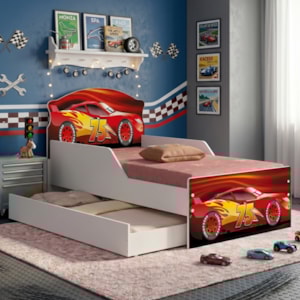 Mini Cama Livia Com Cama Auxiliar MDF 153X79 cm Vermelho Decmade