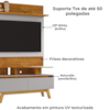 Painel Angra E Rack Rubi Tv 50 Pol 120 cm Naturalle Off White BECHARA