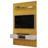 Painel Bancada Tv 60 Pol Ripado 240X144 cm Trento  Cedro Bali Dj Moveis