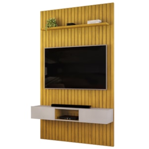 Painel Bancada Tv 60 Pol Ripado 240X144 cm Trento  Cedro Bali Dj Moveis