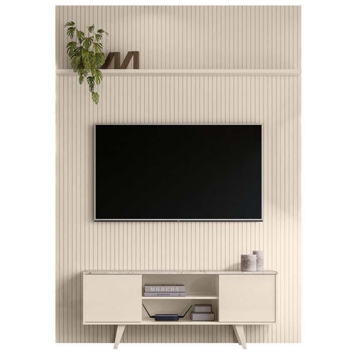 Painel Bancada Tv 65 Pol 245x179 cm Panorama Calacata Off White MADETEC
