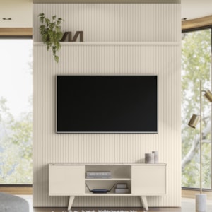 Painel Bancada Tv 65 Pol 245x179 cm Panorama Calacata Off White MADETEC