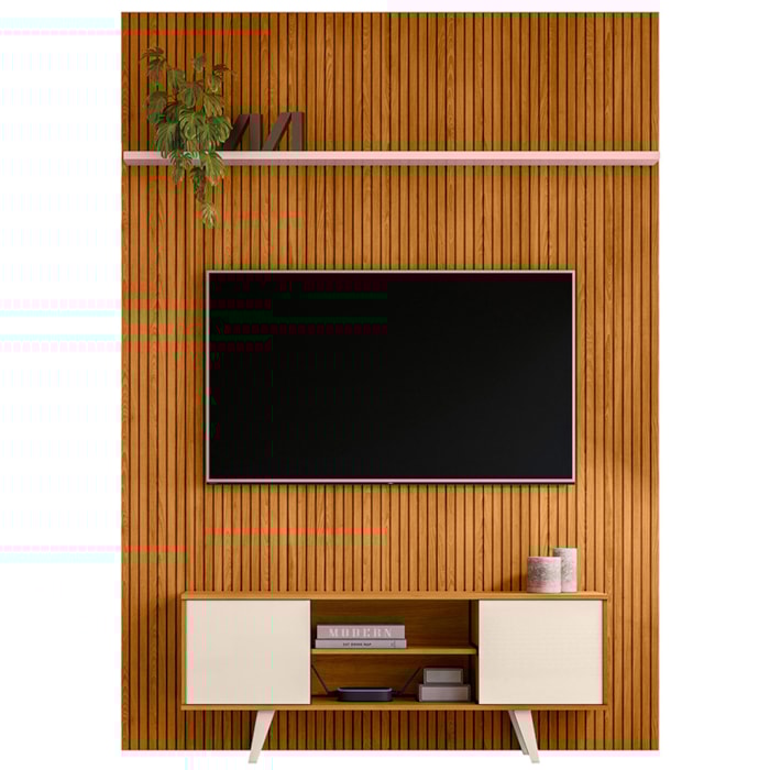 Painel Bancada Tv 65 Pol 245x179 cm Panorama Cinamomo Off White MADETEC