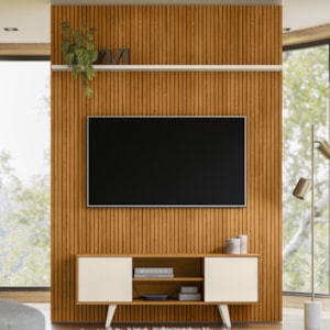Painel Bancada Tv 65 Pol 245x179 cm Panorama Cinamomo Off White MADETEC