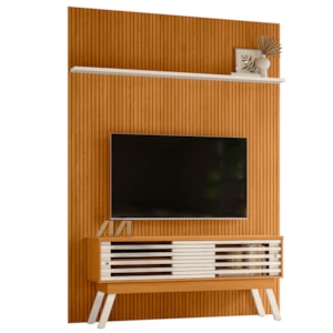 Painel Bancada Tv 65 Pol 245x179 cm Premium Cinamomo Off White MADETEC