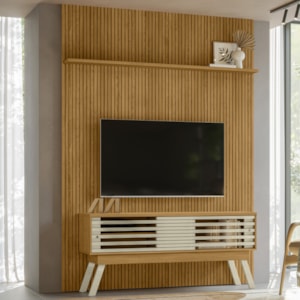Painel Bancada Tv 65 Pol 245x179 cm Premium Cumaru Opala MADETEC