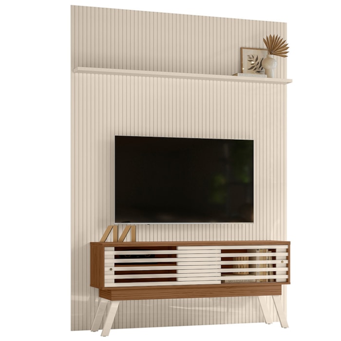 Painel Bancada Tv 65 Pol 245x179 cm Premium Naturale Off White MADETEC