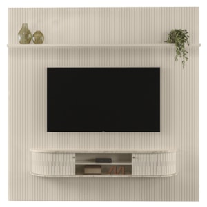 Painel Bancada Tv 75 Pol 245x238 cm Bugatti Calacata Off White MADETEC