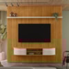 Painel Bancada Tv 75 Pol 245x238 cm Bugatti Cinamomo Off White MADETEC