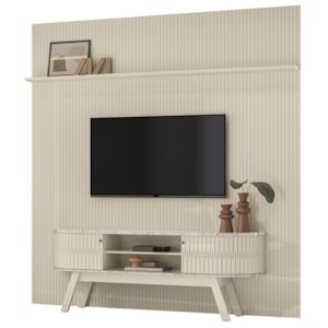 Painel Bancada Tv 75 Pol 245x238 cm Laguna Calacata Off White MADETEC