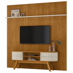 Painel Bancada Tv 75 Pol 245x238 cm Laguna Cinamomo Off White MADETEC
