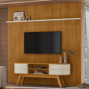 Painel Bancada Tv 75 Pol 245x238 cm Laguna Cinamomo Off White MADETEC