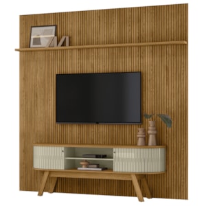 Painel Bancada Tv 75 Pol 245x238 cm Laguna Cumaru Opala MADETEC
