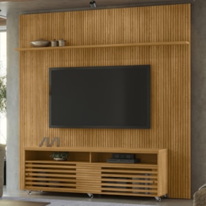 Painel Bancada Tv 75 Pol 245x238 cm Prestige Cumaru MADETEC